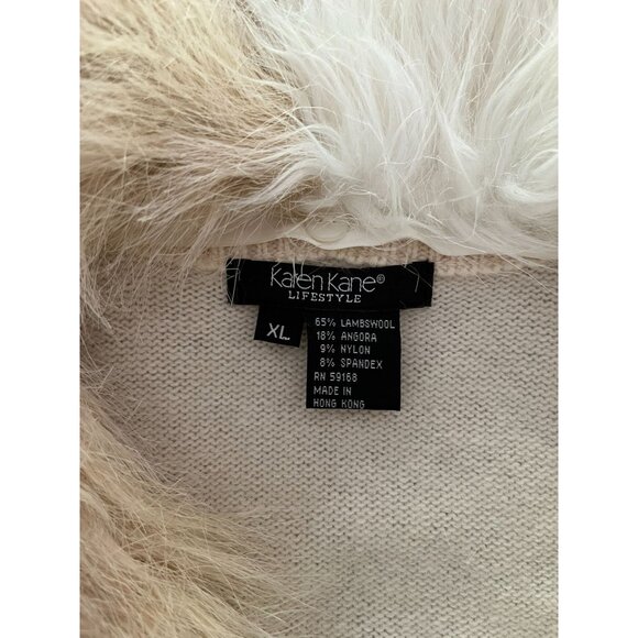 EUC VINTAGE Karen Kane Lambswool Angora Blend Fur Collar Cardigan Sweater - Picture 4 of 6